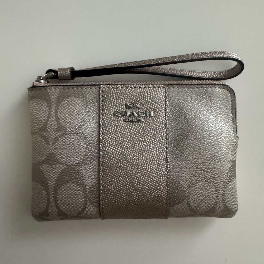 Coach Silver Wristlet Clutch